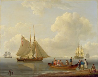 A Wherry Taking Passengers out to Two Anchored Packets, 1825 by William Anderson